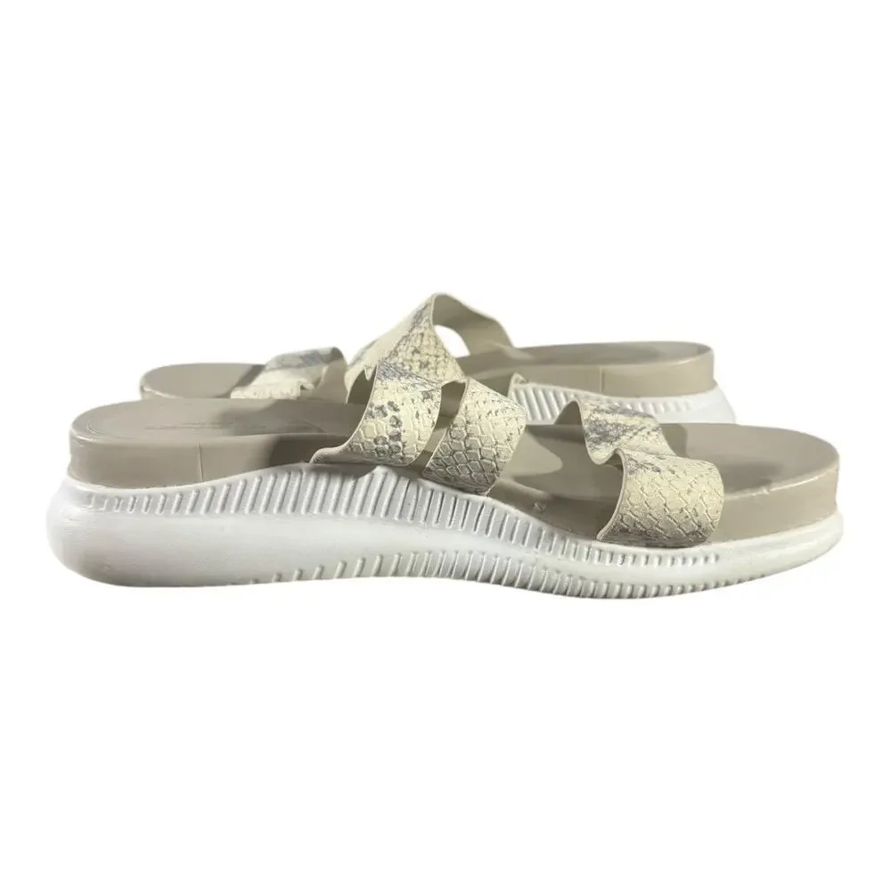 Cole Haan GrandØS Women’s Slide Sandals Snake Embossed Leather Cream Size 9